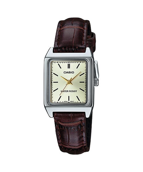 Reloj cuadrado de cuero y acero LTPV007L-9E