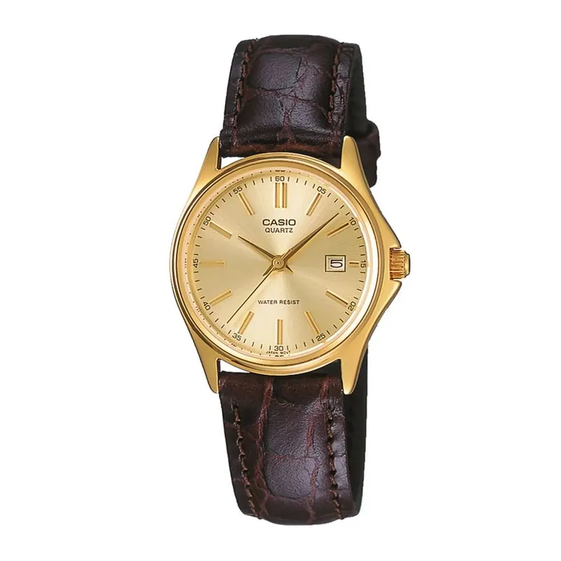 Reloj de dama dorado y cuero LTP-1183Q-9A